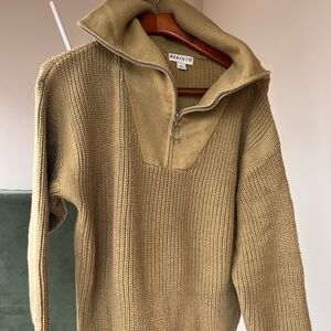 Ava & Viv Women’s Olive Shaker Knit Quarter-Zip Sweater